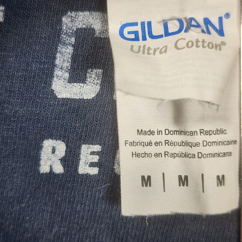 Gildan Bermuda Graphic Tee Kids Medium Navy Blue Good Distressed Souvenir Shirt - Picture 3 of 12